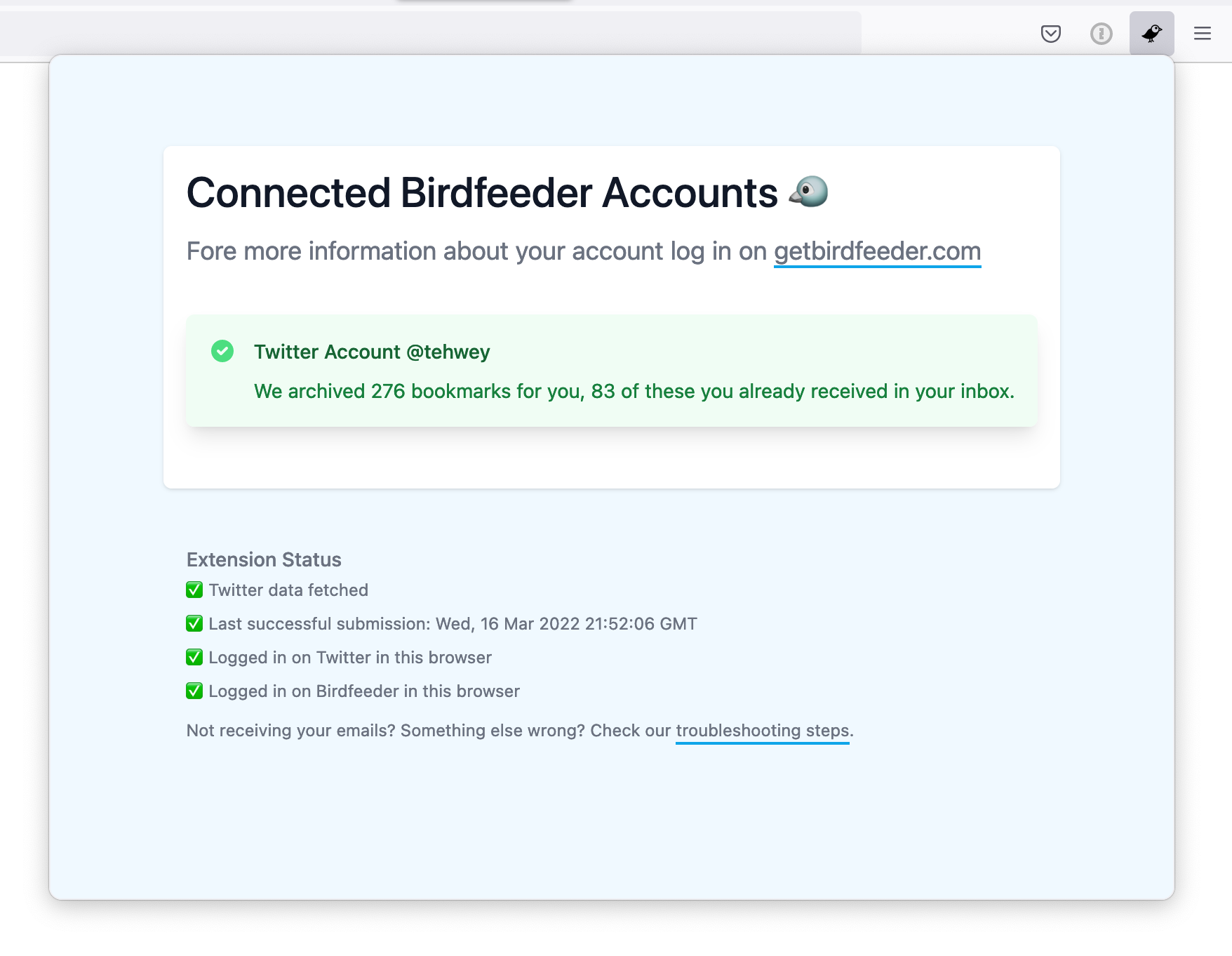 The Birdfeeder browser extension